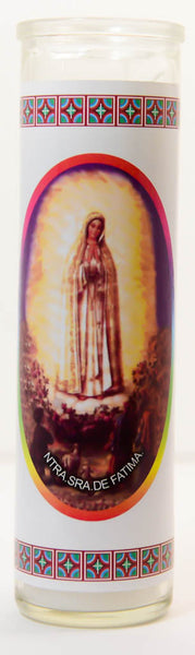 Prayer to our Lady of Fatima Glass Candle