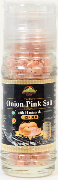 Onion Pink Salt with 84 Minerals, Himalayan Chef Grinder