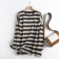 Tangada Women High Quality Striped Print Sweatshirts Oversize Long Sleeve O Neck Loose Pullovers Female Tops 6D42