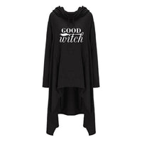 Women hoodies Long Irregular bad witch Tops Kawaii Femmes Sweatshirts Pattern Funny Cotton Cropped Oversize Hoodies dress