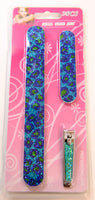 Nail File Set 3PCS Blue Cheetah Print
