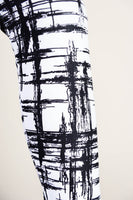 Black & White Scratch Pattern Workout Leggings