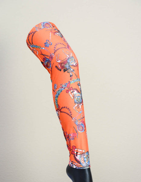 Orange Asian Inspired Painting Workout Leggings