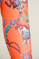 Orange Asian Inspired Painting Workout Leggings