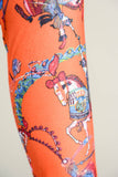Orange Asian Inspired Painting Workout Leggings