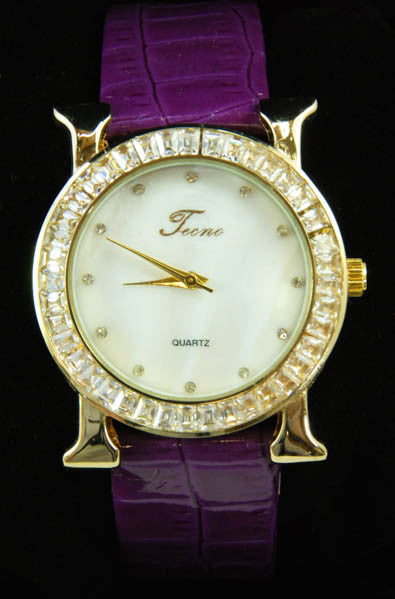 Purple Leather Band Tecno Women's Watch