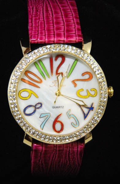 Pink Leather Band Tecno Women's Watch