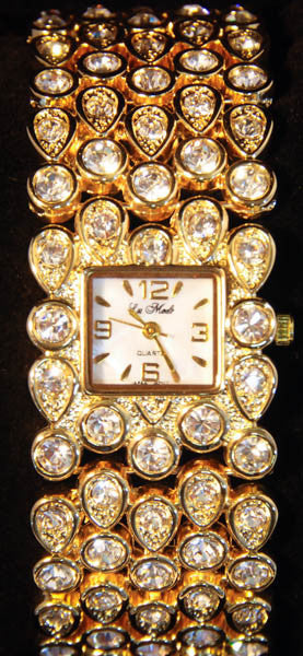 La Mode Gold Tone Cubic Zirconia Watch