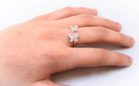 Sterling Silver crystal Butterfly Ring Adjustable