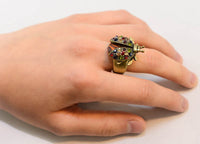 Big Lady Bug Ring with Colorful Rhinestone, Adjustable
