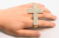 Crystal Cross Three Finger Ring