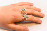 Sterling Silver Cubic Zirconia Starfish Two-Finger Ring