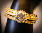 Three Piece Bridal Ring Set with Round White Cubic Zirconia
