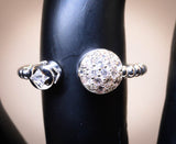 Sterling Silver Dotted Adjustable Ring