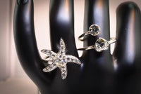 Sterling Silver Cubic Zirconia Starfish Two-Finger Ring
