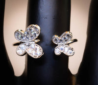 Sterling Silver crystal Butterfly Ring Adjustable