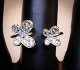 Sterling Silver crystal Butterfly Ring Adjustable