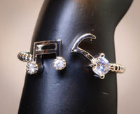 Musical Sterling Silver Ring with Cubic Zirconia, Adjustable