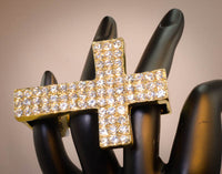 Crystal Cross Three Finger Ring