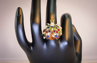 Big Lady Bug Ring with Colorful Rhinestone, Adjustable