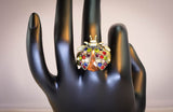 Big Lady Bug Ring with Colorful Rhinestone, Adjustable