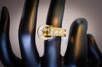 Yellow Gold-Tone Belt Buckle Shape Ring
