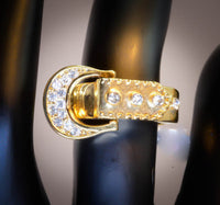 Yellow Gold-Tone Belt Buckle Shape Ring