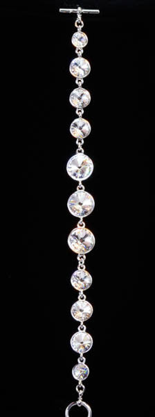 Platinum Plated Swarovski Elements Round Crystals with Cubic Zirconia Bracelet