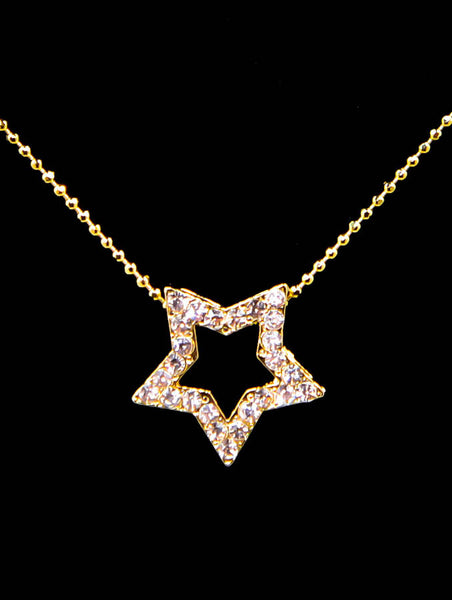 Cubic Zirconia Star Necklace 16''