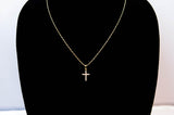 Gold Plated Small Cross Pendant Necklace 16''-17''