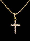 Gold Plated Small Cross Pendant Necklace 16''-17''