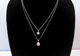 Sterling Silver Double Strand Cubic Zirconia Necklace 16''