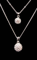 Sterling Silver Double Strand Cubic Zirconia Necklace 16''