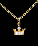 Gold Plated Small Crown Pendant Necklace