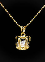 Open 3D Crown with Diamond inside Pendant Necklace