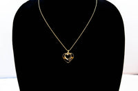 Gold Plated Double Heart Necklace with Cubic Zirconia