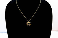 Gold Plated Double Heart Necklace with Cubic Zirconia