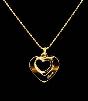 Gold Plated Double Heart Necklace with Cubic Zirconia