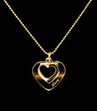 Gold Plated Double Heart Necklace with Cubic Zirconia