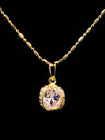 Gold Plated Diamond Pendant Necklace 16''