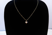 Gold Plated Heart with Big Cubic Zirconia Pendant Necklace