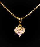 Very Cute Gold-Tone Cubic Zirconia Heart Pendant Necklace