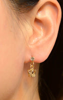 3D Gold Crystal Crown Stud Earrings