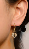 Crystal Gold Dangle Heart Lock Earrings