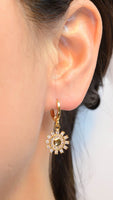 Gold Plated Sun Earrings with Cubic