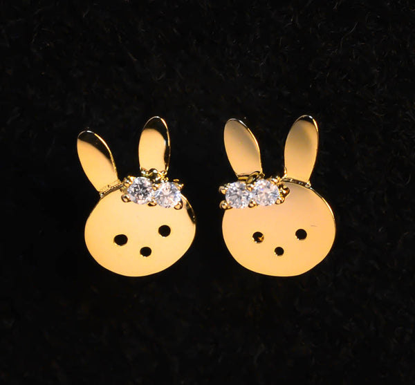 Bunny Face with Cubic Zirconia Earrings