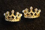 Gold Round Princess Crown Earrings with Cubic Zirconia