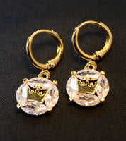 Gold-Tone Crown Centered Cubic Zirconia Earrings