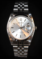 Silver Reginald Crown Men's Watch (White Dial)