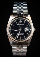 Silver Reginald Crown Men's Watch (Black Dial)